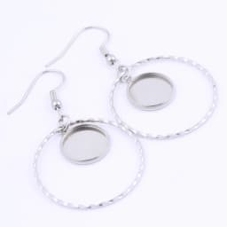 10pcs Stainless Steel charm Hoop Earring Base Blanks 12mm Cabochon Setting Bezels Diy Ear Hooks Findings