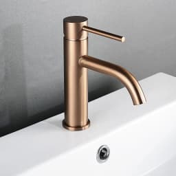 Brushed Rose Gold Bathroom Sink Faucet Deck Mounted Single Hole & Handle Cold And Hot Water Mixer Tap Brushed Gold