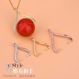 925 sterling silver simple and versatile inlaid zircon jade jade pendant button hand woven jewelry DIY