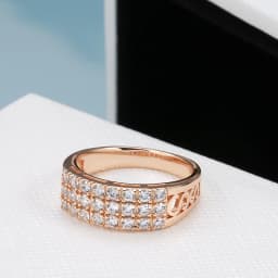 Kinel New 585 Rose Gold Ring Women Three Rows Micro-wax Inlay Natural Zircon Hollow Trendy Rings Fine Wedding Party Jewelry 2021