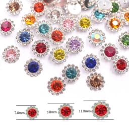 8mm-12mm Sunflower Silver Claw Sew On Rhinestones Glitter Crystals Stones Fabric Glass Beads DIY Sewing Rhinestones Crafts Gems