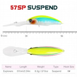 TSURINOYA Dive 2-4m Suspending Minnow 57mm 8.3g EXPLORERS 57SP Long Casting Pike Bass Fishing Lure Artificial Hard Bait Jerkbait