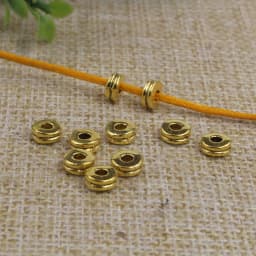 100pcs/Lot Double Layer Flat Round Loose Spacer Beads 6mm Antique Bronze/Gold/Silver Color Charm Shim Beads DIY Jewelry Findings