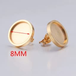 10pcs/lot 6 8 10 12mm Gold Stainless Steel Flat Stud Earring Setting Blank Earring Base Resin Cabochon Tray Diy Jewelry Making