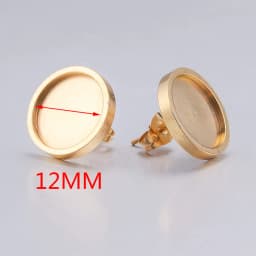 10pcs/lot 6 8 10 12mm Gold Stainless Steel Flat Stud Earring Setting Blank Earring Base Resin Cabochon Tray Diy Jewelry Making