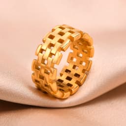 Chic Women Chain Ring,Gold Color Stainless Steel Watchband Wedding Bands, Dainty Minimalist Lady Jewelry