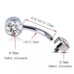 G23 Titanium 5A Round Zircon Belly Button Rings Body Piercing Internal Thread Navel Piercing Belly Ring Body Jewelry For Women