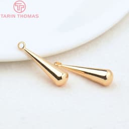 (2989)10PCS 23x6MM 24K Gold Color Brass Long Water Drop End Beads Charms High Quality DIY Jewelry Making Findings Accessories