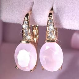 Luxury Round Crystal Pink Stone Hoop Earrings for Women Bridal Wedding Dangle Earrings Anniversary Valentine's Day Gift Jewelry
