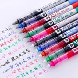 7pcs/set Large Capacity Straight liquid Roller Gel Pens 0.28/0.38/0.5mm Needle Tip Colour Ink Ball Pen School Office Stationery