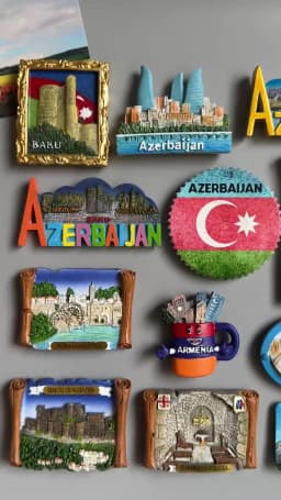 Azerbaijan Fridge Magnets Tourist Souvenir BAKU 3D Resin Magnets Armenia Jordan Collection Travel Gift Home Refrigerators Decor