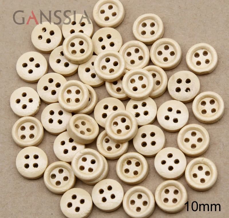100pcs/lot Size:10mm (0.40') Natural Color Wooden Button for Sewing Wood Buttons Scrapbooking (SS-5008)
