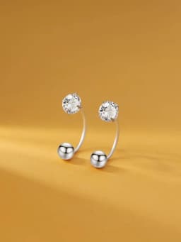 1Pair 925 Sterling Silver tragus Piercing Helix Studs Earrings for Women Girls Zircon Hoop Nose Ring Conch Body Piercing Jewelry