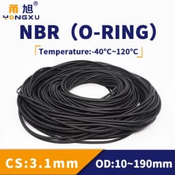 NBR O Ring Seal Gasket Thickness CS3.1mm OD10-190mm Wear Resistant Automobile Petrol Nitrile Rubber O-Ring Waterproof Black.-.