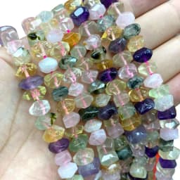 Wholesale 100% Natural Amethysts Lemon Citrines Prehnite Mix Wheel Faceted Stone Beads For Jewelry Making DIY Bracelet 6-11MM