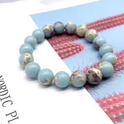 Natural Stone Light Blue Streche Pulserase Bijoux Bracelet Elastic Women Fashion Jewelry Round Loose Beads Created Charms