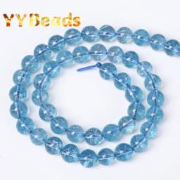 5A Quality Natural Light Blue Topazs Beads Blue Crackle Crystal Loose Beads For Jewelry Making Bracelets Women Necklaces 4-12mm