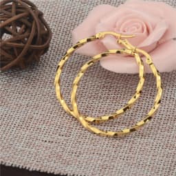 BTEN Gold Color Stainless Steel Big Hoop Earring for Women Large Hoops Fashion Design Ladies Ear Fashion Jewelry Part