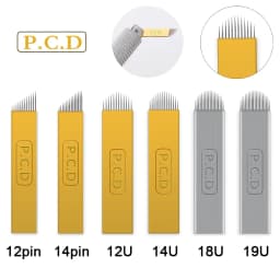 Permanent Makeup Eyebrow 50pcs U Pin PCD 12/14/19 Tattoo Blade Microblading Needles For 3D Embroidery Manual Pen