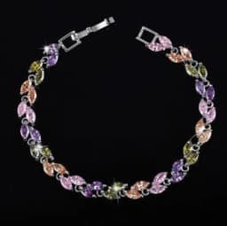 Fashion Exquisite Color Crystal Inlaid Ladies Charm Bracelet Engagement Wedding Jewelry