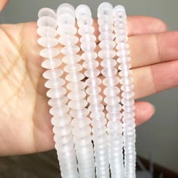Matte Frosted White Quartz Crystal Rondelle Beads 6 8 10mm Round Loose Spacer Beads For Jewelry DIY Bracelet Accessories 15''