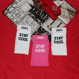 3 Pairs STAY COOL CHILL Letters Hip Hop Harajuku Pink Men's Socks Skateboard Orange Cotton Colorful Letter Long Women Sock