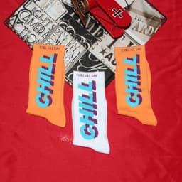 3 Pairs STAY COOL CHILL Letters Hip Hop Harajuku Pink Men's Socks Skateboard Orange Cotton Colorful Letter Long Women Sock