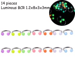 8/10/14pcs Acrylic Colorful Mixed Style Nose Ring Tongue Lip Eyebrow Ring Ear Studs Tragus Helix Lobe Ball Piercing Body Jewelry