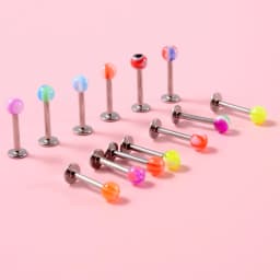 8/10/14pcs Acrylic Colorful Mixed Style Nose Ring Tongue Lip Eyebrow Ring Ear Studs Tragus Helix Lobe Ball Piercing Body Jewelry