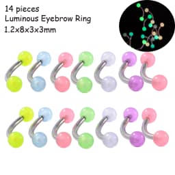 8/10/14pcs Acrylic Colorful Mixed Style Nose Ring Tongue Lip Eyebrow Ring Ear Studs Tragus Helix Lobe Ball Piercing Body Jewelry