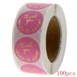 50-500pcs Round Pink Business Label Stickers Paper Cute Thank You Stickers For Baking Packaging Seal Labels Stationery Stickers
