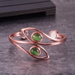 Dolphin Pure Copper Bracelets for Women Green Artificial Opal Magnetic Bangles Benefits Simple Adjustable Cuff Jewelry Female