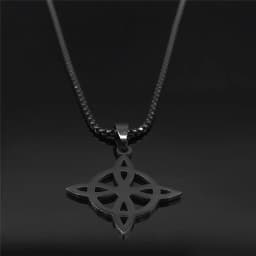 Stainless Steel Witchcraft Witch's Knot Geometry Long Chain Necklace for Men/Women Black Color Jewelry Bijoux Femme N4273S03