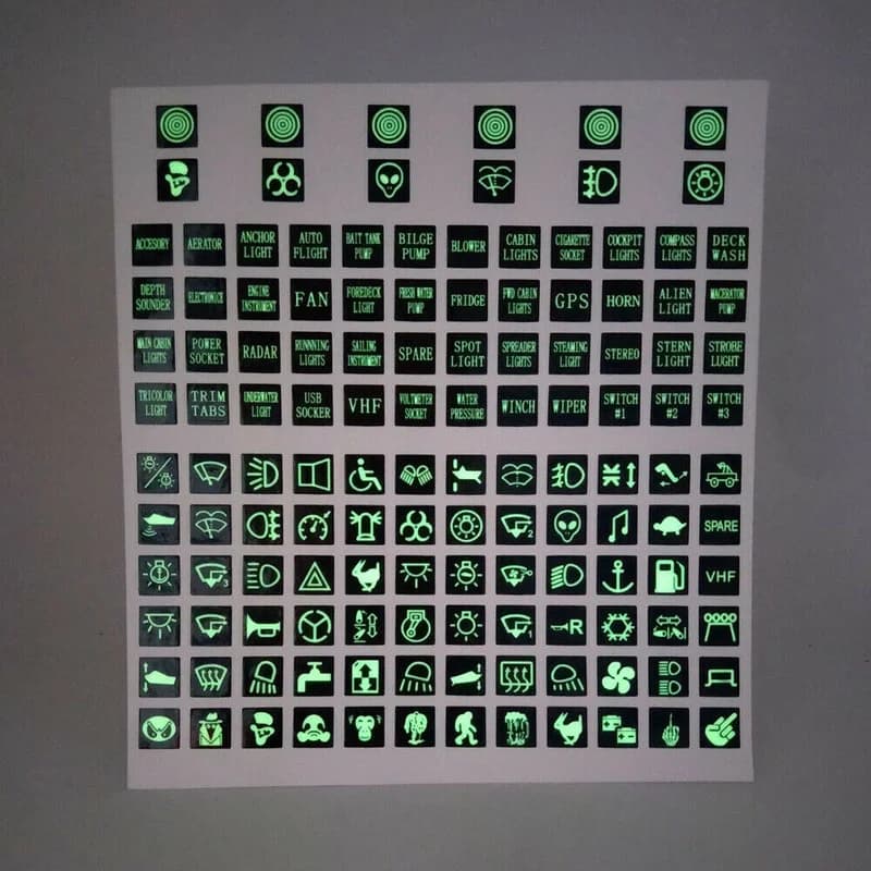120 Sticker Rocker Switch Label Decal Circuit Panel Glow Luminous Sticker for Car Marine Boat Switches Relays Decoration Labels