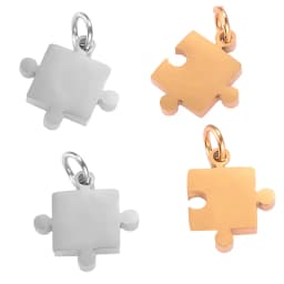 5pcs/lot Mirror Polish Stainless Steel Puzzle Charms Wholesale DIY Necklace Bracelet Making Charms Jewelry Making Charms