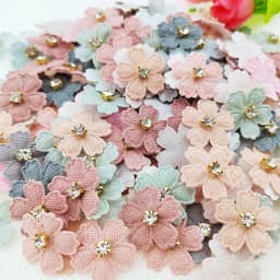 100Pcs 2.3CM Flower With Rhinestone Applique For Clothes Hat Sewing Patches DIY Headwear Hair Clips Bow Decor Accessories