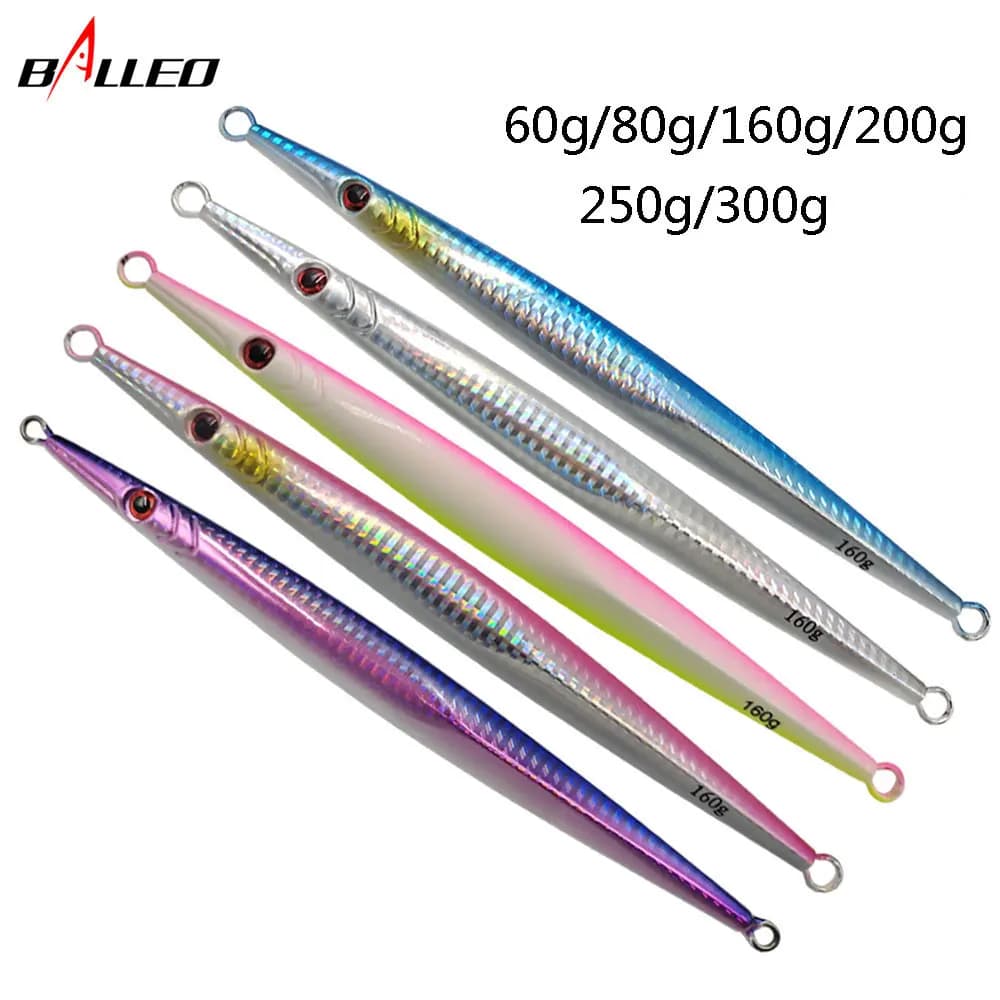 Balleo 1PC Deep Sea Metal Jig Fishing Lure 60g 80g 160g 200g 300g Jigging Spoon Bait Saltwater Jigbait Lures
