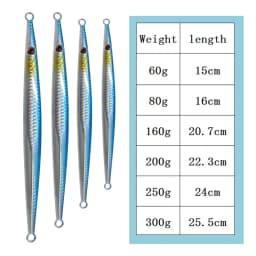 Balleo 1PC Deep Sea Metal Jig Fishing Lure 60g 80g 160g 200g 300g Jigging Spoon Bait Saltwater Jigbait Lures