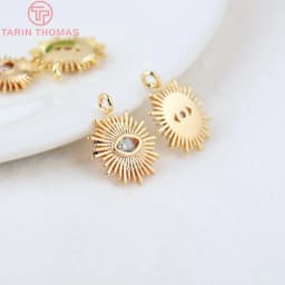 (1871)4PCS 12MM Hole 1.5MM 24K Gold Color Brass with Zircon Eye Charm Pendants for DIY Jewelry Making Findings Accessories