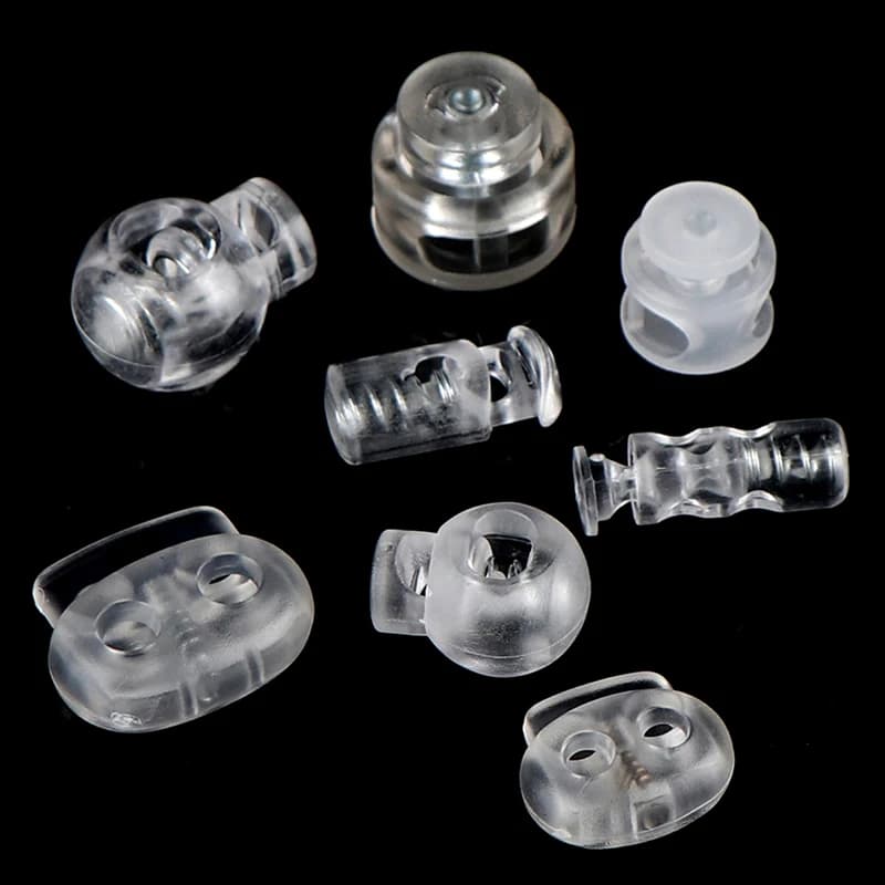 10pcs Transparent Clear Cord Lock Plastic Stopper Cord Ends Toggles Clip Buckle Frost Shoelace Sportswear DIY Bag Accessories