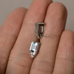 Huitan Simple and Elegant Light Blue Women Earrings Piercing Ear Brilliant Cubic Zirconia Wedding Engagement Statement Jewelry
