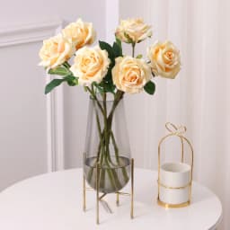 Real Touch Artificial Pink White Roses Wedding Flowers Latex Fake Rose Branch Flower Arrangement Farmhouse Decor Home Decoration
