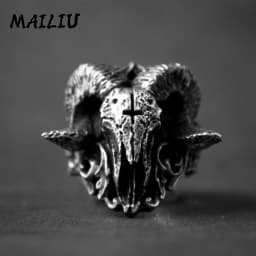 Retro Devil Sheep Ring Punk Exaggerated Spirit Snake Ring Frog Animal Personality Stereoscopic Opening Adjustable Ring Jewelry