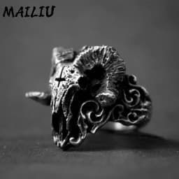 Retro Devil Sheep Ring Punk Exaggerated Spirit Snake Ring Frog Animal Personality Stereoscopic Opening Adjustable Ring Jewelry