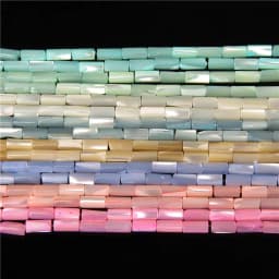Colorful Natural Freshwater Shell Tube Beads Dyed Mother of Pearl Shell Loose Beads for Jewelry Making DIY Bracelet Necklace 15"