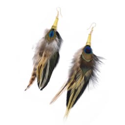 Bohemian Brown Blue Feather Tassel Earrings For Women New Indian Ethnic Long Drop Earrings Fashion Retro Christmas Jewelry