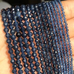 2 3 4mm Natural Faceted Blue Sapphire Stones Loose Spacer Beads for Jewelry Making DIY Bracelet Earrings Accessories 15''Inch