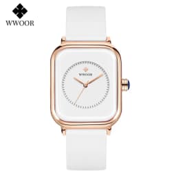 WWOOR Luxury Brand Watches For Women Fashion Square Purple Ladies Quartz Wristwatch Waterproof Silicone Band Relogio Feminino