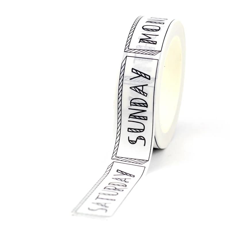 NEW 1PC 10M Decorative Black and White Week Washi Tapes Japanese Scrapbooking Journaling Adhesive Masking Tape Stationery