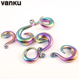 Vanku 2pcs Stainless Steel DIY Ear Weight Hooks Dangle Earring Ear Plug Tunnels Expander Stretchers Piercing Body Jewelry